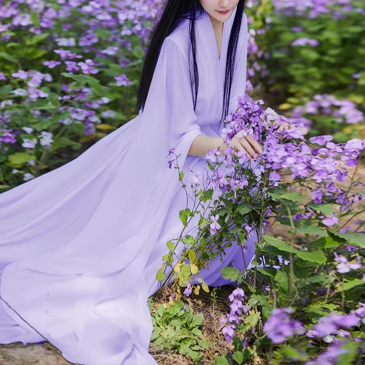 紫色汉服古装女款2026新款超仙古风日常原创直裾改良魏晋风上班穿