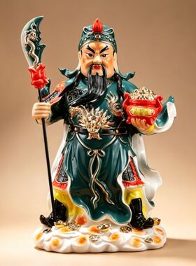 关公神像家用供奉招财摆件开业公司客厅武财神关羽佛像立刀不褪色