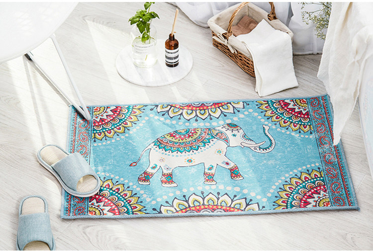 出口外贸蓝色小象美式田园轻奢卡通门厅玄关地毯厨房长条床边毯,居家布艺,家用脚垫,淘宝优惠券,粉丝福利购,淘宝优惠卷