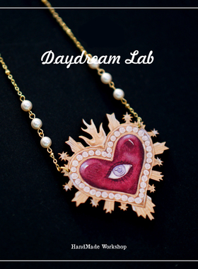 复古原创定制创意小众生日礼物爱心少女蘑菇珍珠配饰品吊坠长项链