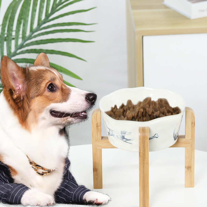 狗碗陶瓷护颈椎大号狗食盆大型犬餐具饮水碗猫碗架子狗饭碗猫餐桌 宠物/宠物食品及用品 猫狗碗/慢食碗 原图主图