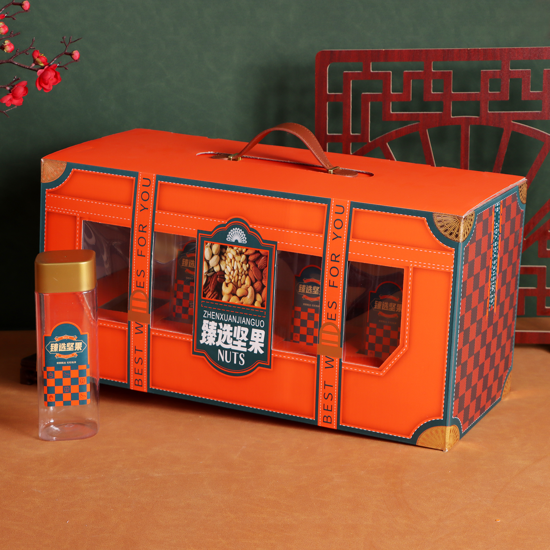 2025新款高档通用年货礼盒干果坚果包装盒8瓶6瓶装大盒子空盒罐装