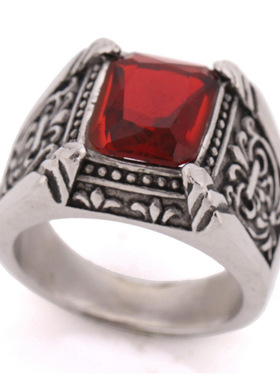 欧美时尚复古宫廷风水晶镶嵌钛钢戒指不锈钢男女个性扳指戒指