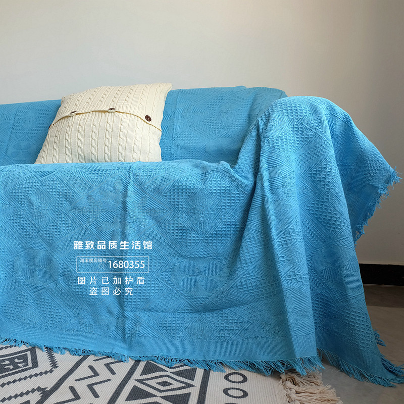 일반 마카롱 두꺼운 실로 짠 술 소파 커버 대형 방진 커버 천 식탁보 침대 옆 장식 담요