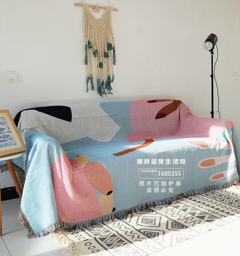 북유럽 인 간단한 봄 여름 통기성 소파 커버 다목적 모직 미끄럼 방지 커버 천으로 짠 술실 담요 식탁보