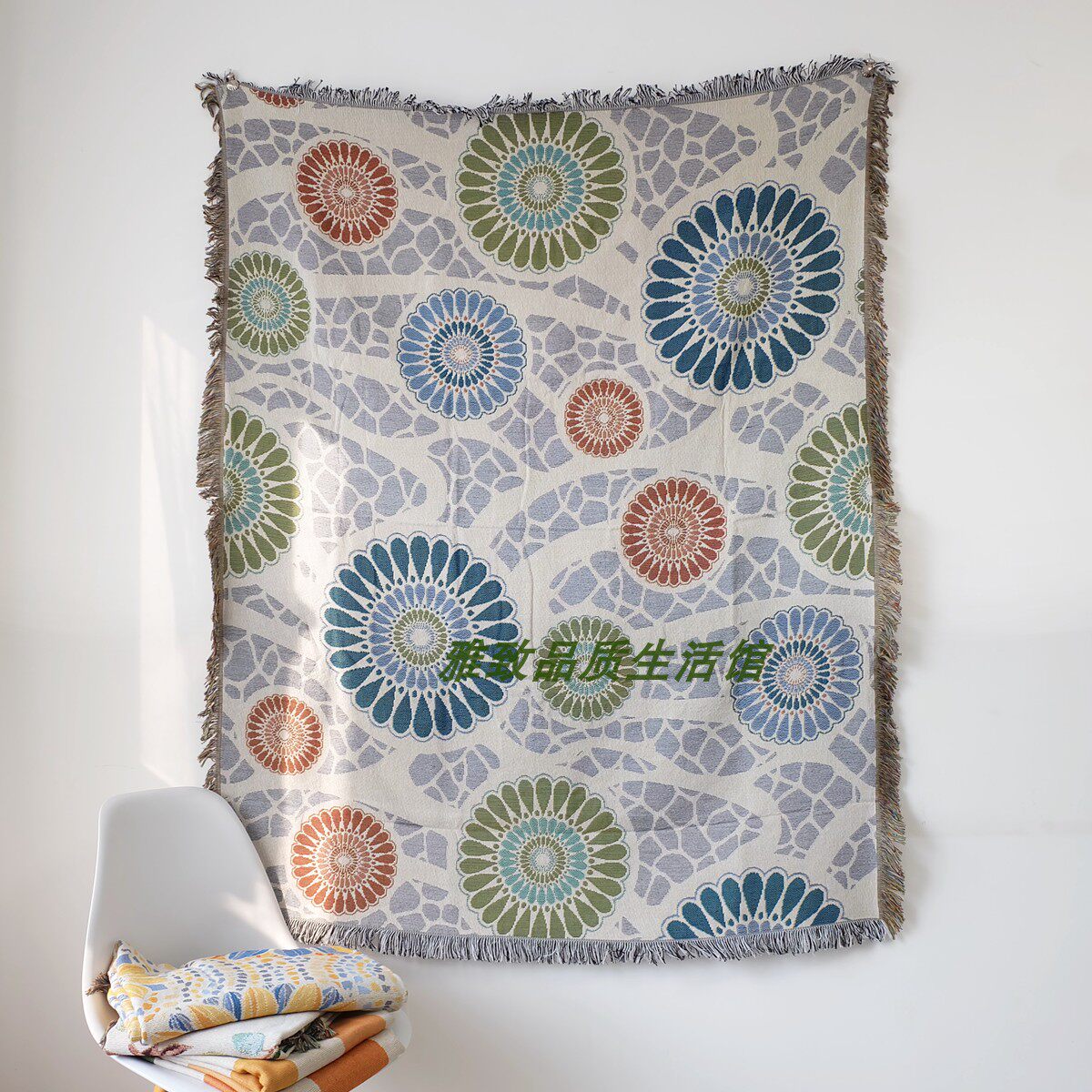 북유럽 보헤미안 양면 땋은 실 담요 소파 타월 커버 침대 옆 배경 천으로 태피스트리 식탁보 침대 옆 담요