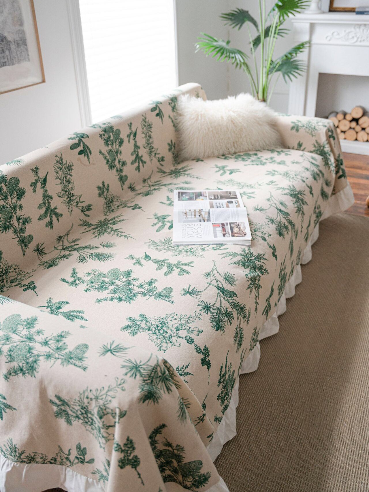 새로운 프랑스 스타일의 작은 신선한 목가적 인 면화 나병 모든 항목을 포함하는 소파 커버 다목적 방진 프릴 커버 천으로 식탁보