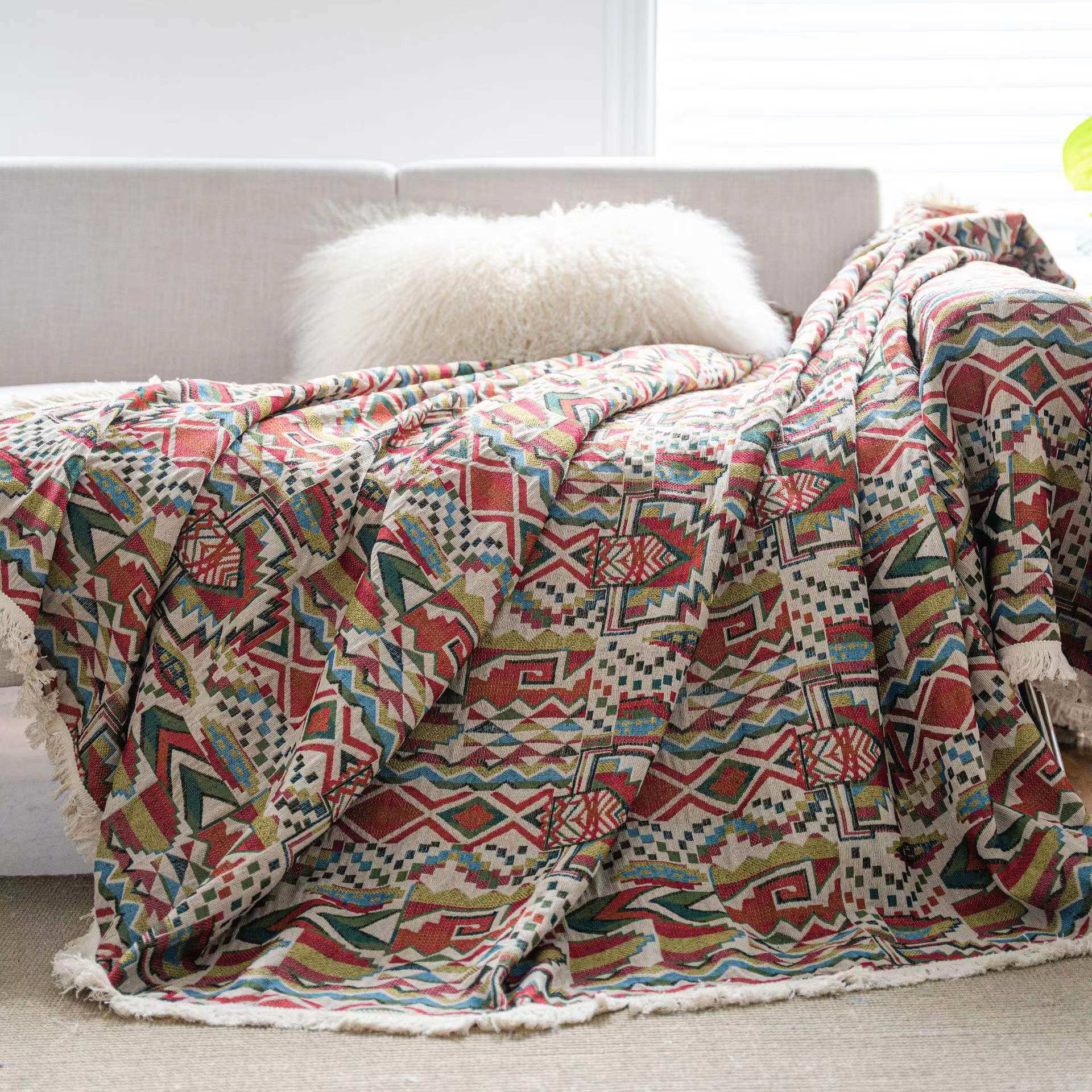 레트로 유럽 보헤미안 자카드 두꺼운 모듈 식 소파 쿠션 커버 천 방진 모직 커버 천 안티 고양이 긁는 술