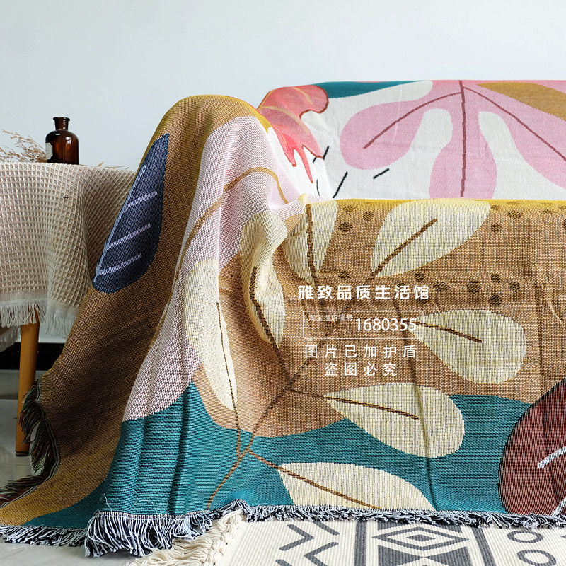 북유럽 인 추상 면화와 린넨 목가적 인 소파 커버 장식 모직 커버 천으로 짠 스레드 담요 태피스트리 침대 끝 커버 담요