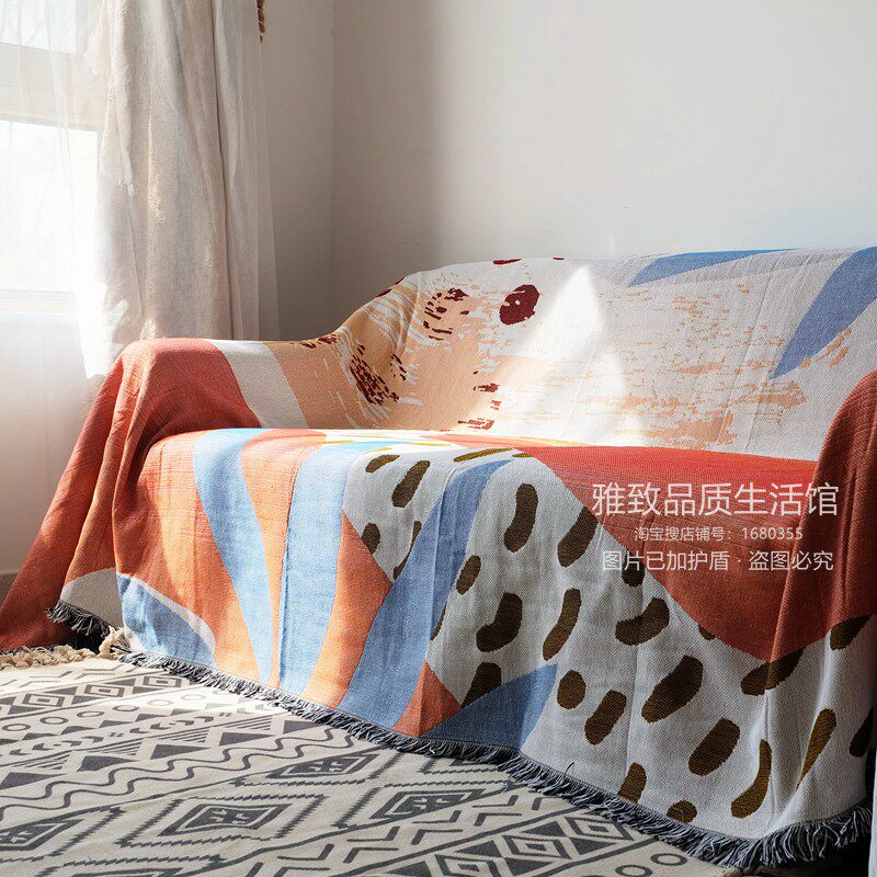 북유럽 인 간단한 봄 여름 통기성 소파 커버 다목적 모직 미끄럼 방지 커버 천으로 짠 술실 담요 식탁보