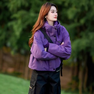 夹棉冲锋衣派克服二棉短外套女春秋2026新款漂亮精致宽松夹克上衣