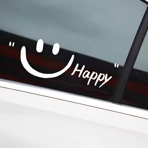 Happy汽车贴纸个性笑脸车标表情创意电动车摩托车贴画车窗车身贴
