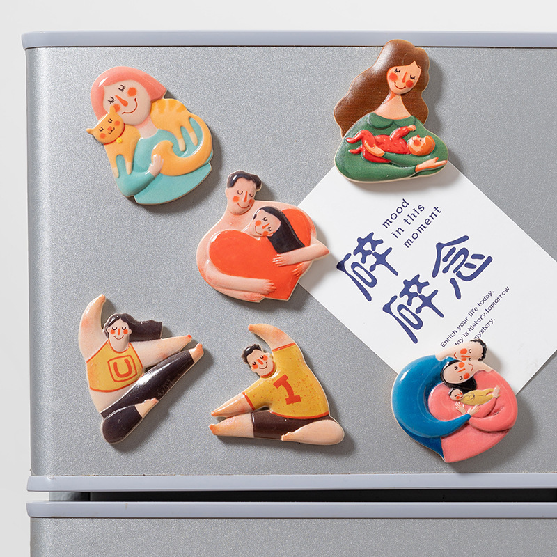 新款可爱冰箱贴创意个性北欧风卡通少女磁吸贴树脂网红冰箱贴批发