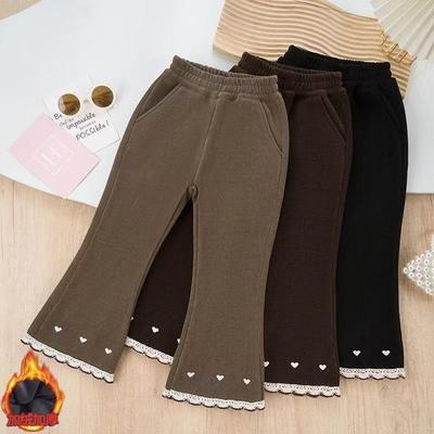 女童裤子加绒韩版秋冬儿童宝宝喇叭裤新款外穿保暖洋气一体长裤