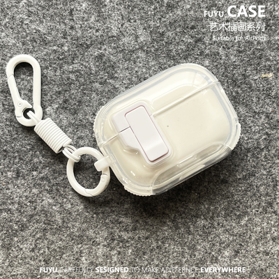 原创锁扣弹盖简约白 适用airpods4保护套airpodspro3保护壳苹果耳机保护套情侣硅胶软壳二三代潮