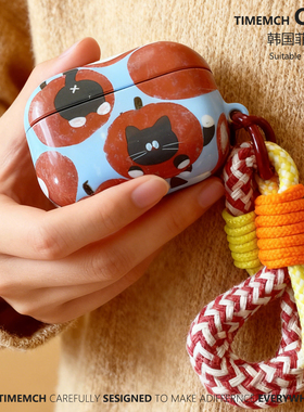 TimeMch贪吃苹果猫 适用于airpodspro3保护套卡通原创苹果airpods4保护壳airpods3蓝牙耳机菲林硬壳可爱猫咪