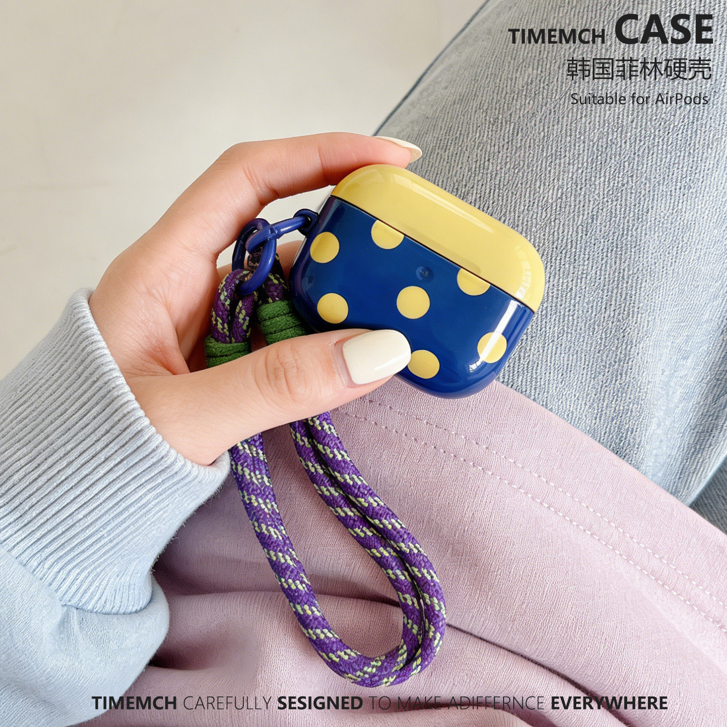 TimeMch 蓝绿大波点 适用于airpods4保护壳airpodspro3保护套苹果耳机保护壳可爱高级感马卡龙韩国菲林硬壳
