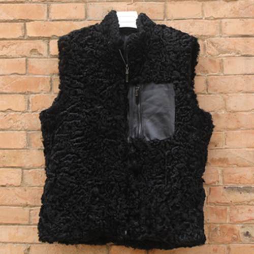 男立领街头休闲卡拉库儿羊皮马甲百分百真皮草假一赔十厂家直销