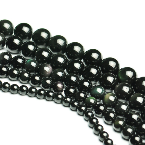 diy手工天然半成品黑曜石散珠