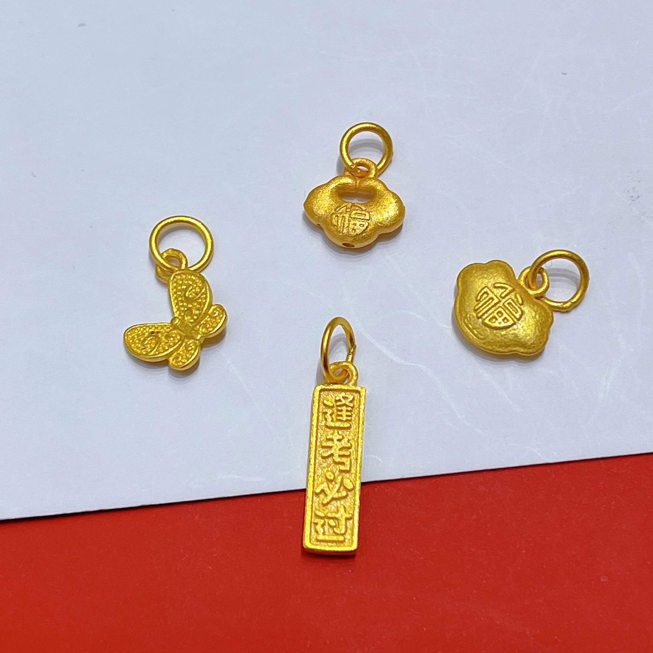 全新流苏隔片S925银镀金古法银吊坠diy手链项链挂坠手工原创饰品