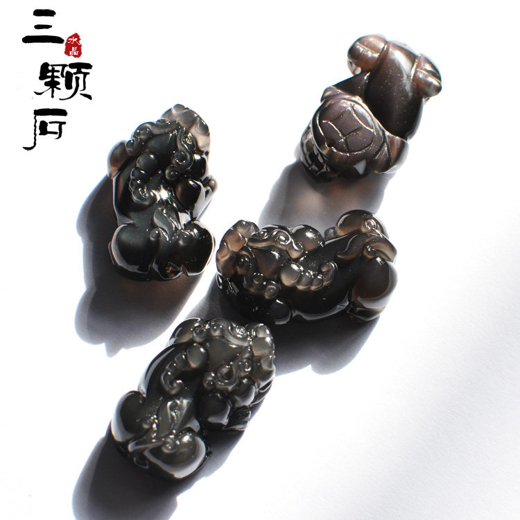 三颗石水晶 DIY饰品配件 天然冰种彩虹眼黑曜石貔貅半成品 做吊坠,饰品/流行首饰/时尚饰品新,其他DIY饰品配件,淘宝优惠券,粉丝福利购,淘宝优惠卷