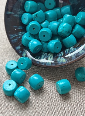 绿松石老型珠散珠diy手链项链配饰单珠手工串珠原创材料包