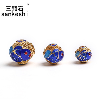 diy铜镀金烤蓝饰品滴油隔珠