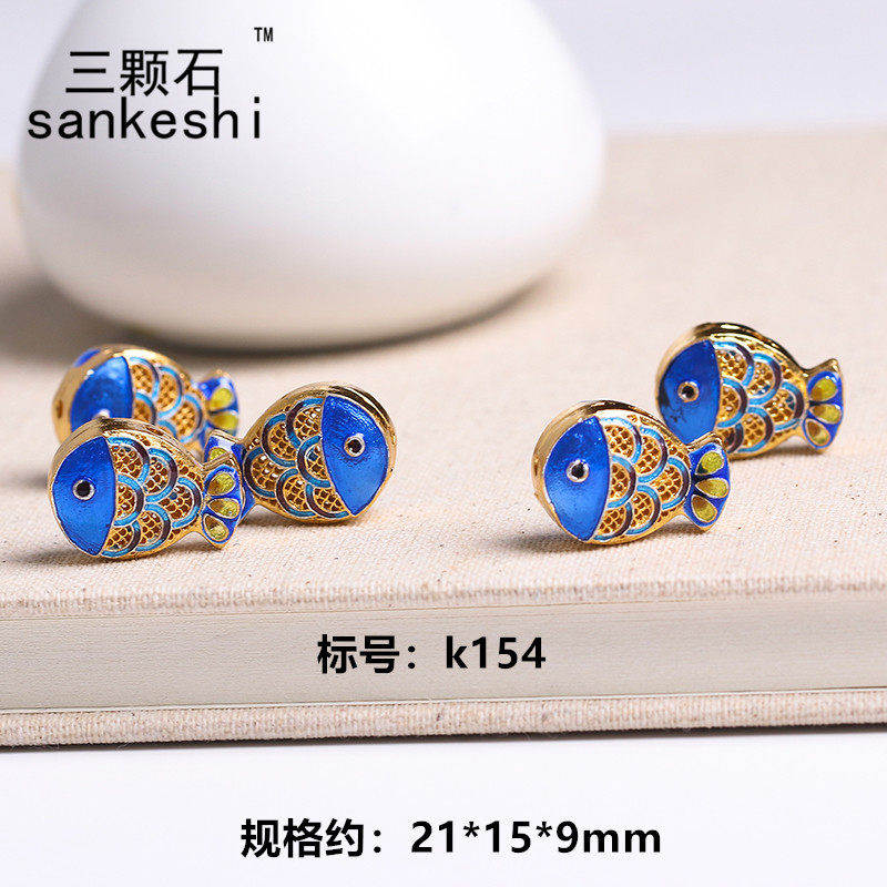 DIY饰品手工制作配件 掐丝铜镀金烧蓝 景泰蓝小鱼款隔珠 配珠滴油,饰品/流行首饰/时尚饰品新,其他DIY饰品配件,淘宝优惠券,粉丝福利购,淘宝优惠卷