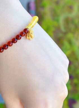 全新天然水晶蜜蜡琥珀圆珠diy手链项链散珠4mm全净体手工饰品配珠