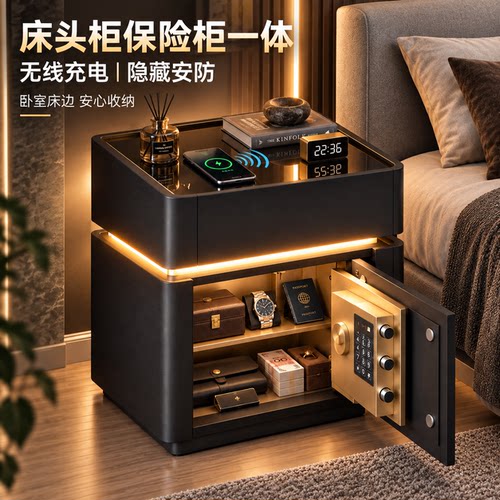【质保无忧】床头柜保险箱收纳柜