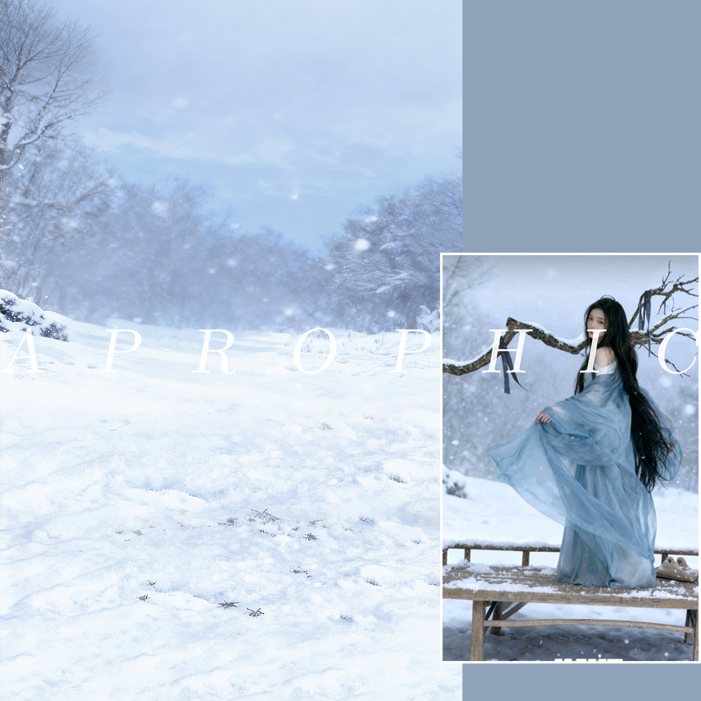 新款影楼冬天古风雪景拍照背景纸冬季汉服写真室内雪松拍照背景纸