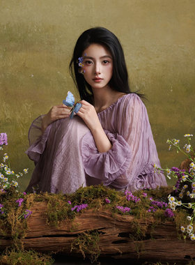 影楼新中式油画拍照背景布中式美学少女孕妇清冷风肌理拍照背景纸