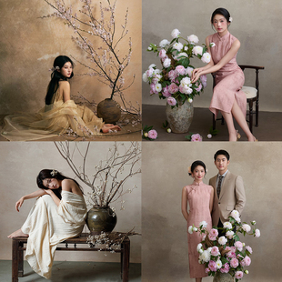 斑驳米黄墙面油画拍照背景布婚纱油画摄影背景纸清冷风复古背景布