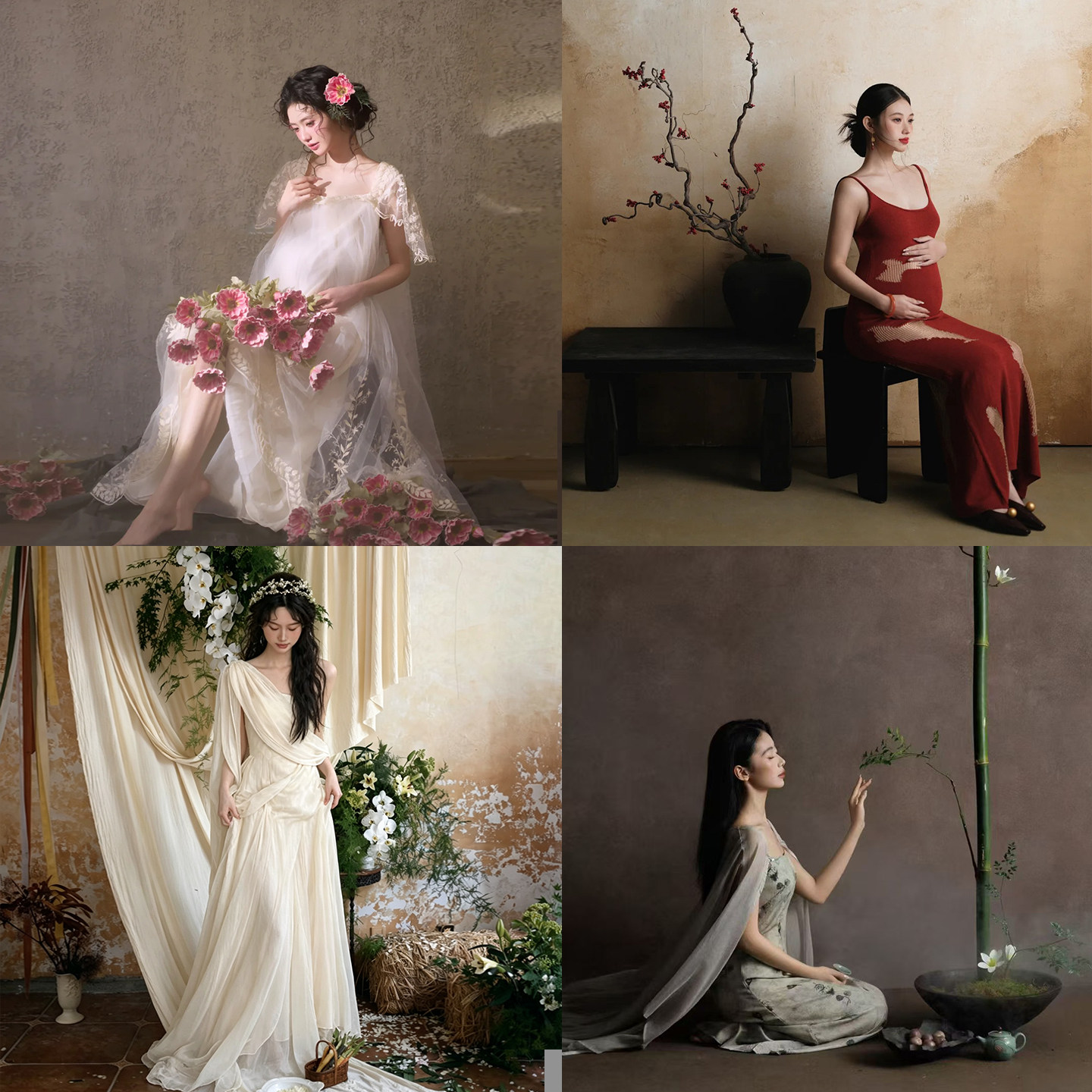 影楼现代油画孕妇写真咖色油画背景布室内少女写真棕色拍照背景纸