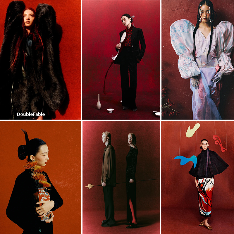 新中式红色油画拍照背景布商拍红色肌理油画拍照背景纸春节背景布