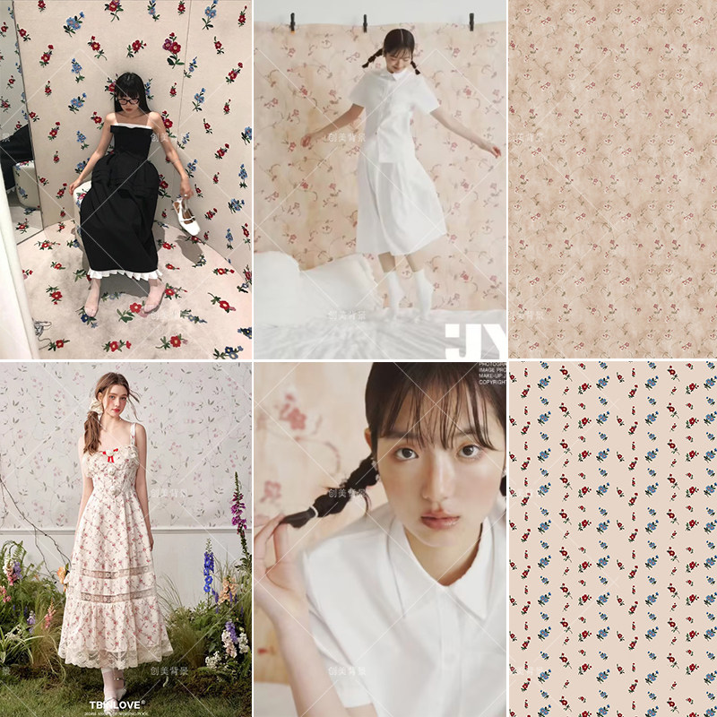 韩式少女写真复古墙纸拍照背景布田园风碎花日式写真拍照背景纸,3C数码配件,背景布类,淘宝优惠券,粉丝福利购,淘宝优惠卷