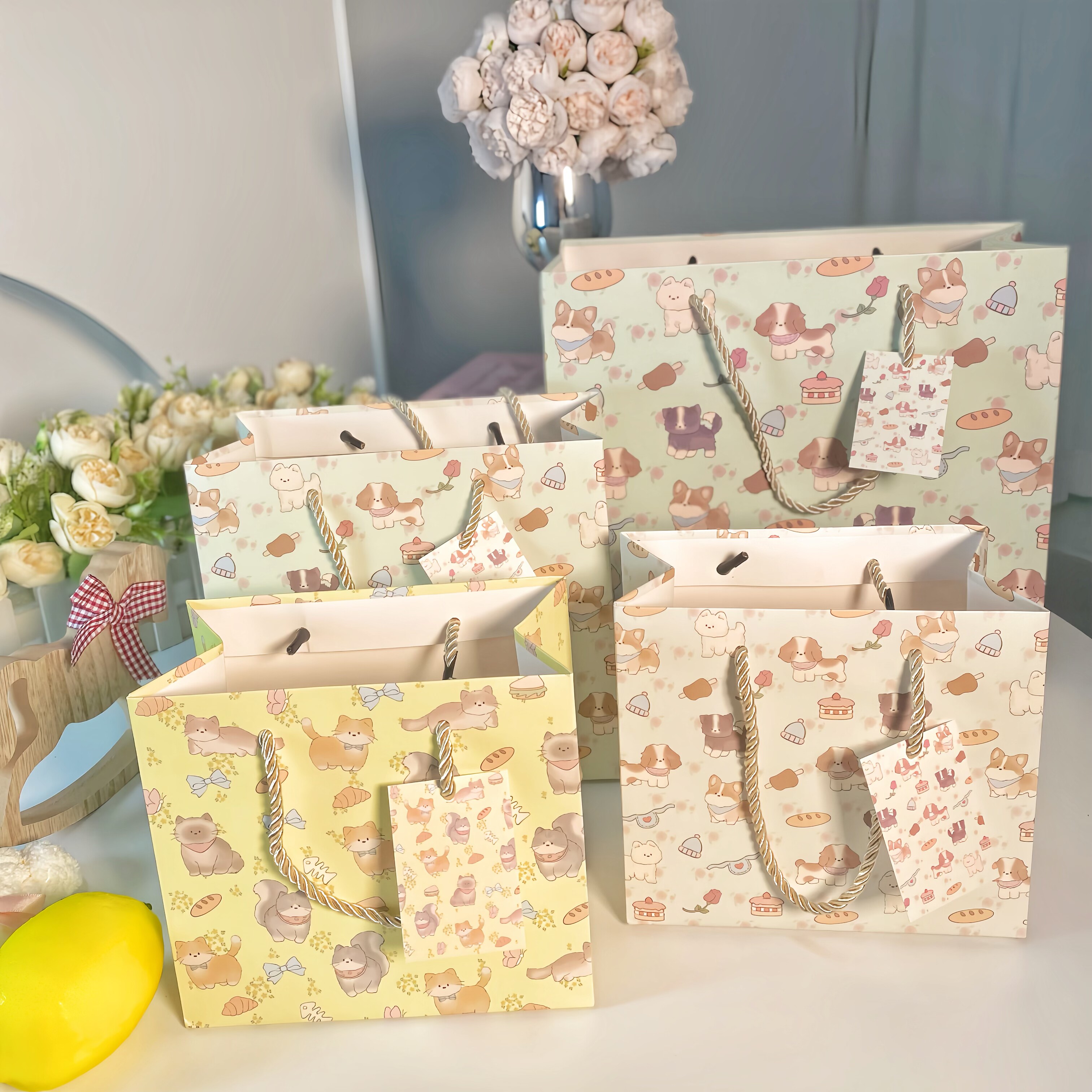 节日款可爱狗狗猫咪乐园礼品袋文具包装袋子服装礼物袋纸袋手提袋