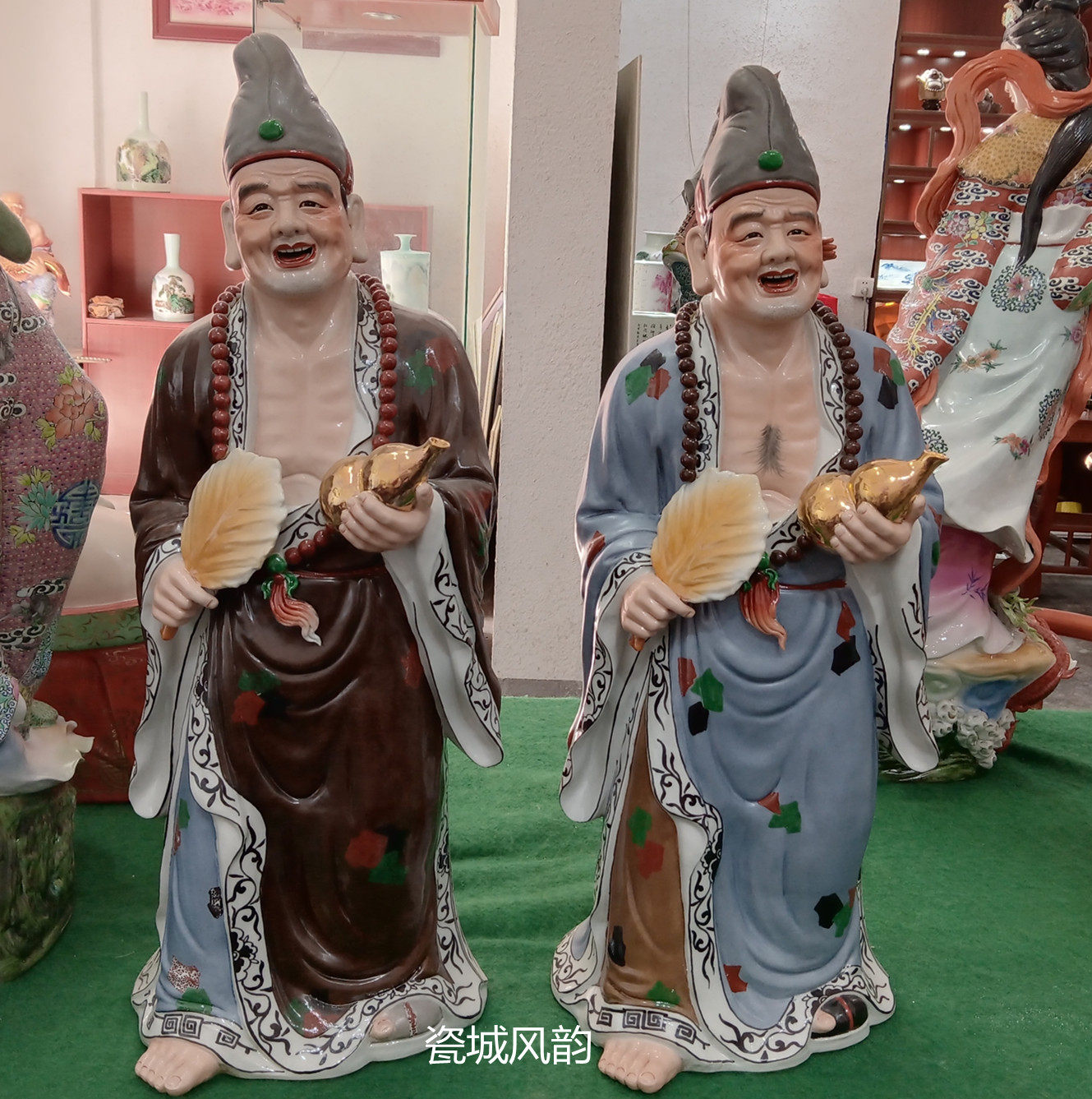 雕塑陶瓷济公佛像居家供奉活佛济公降龙罗汉尊者菩萨客厅摆件27吋