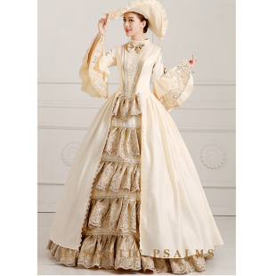 2022女士春季欧洲宫廷服装白色公主罗密欧朱丽叶半袖礼服服装租赁