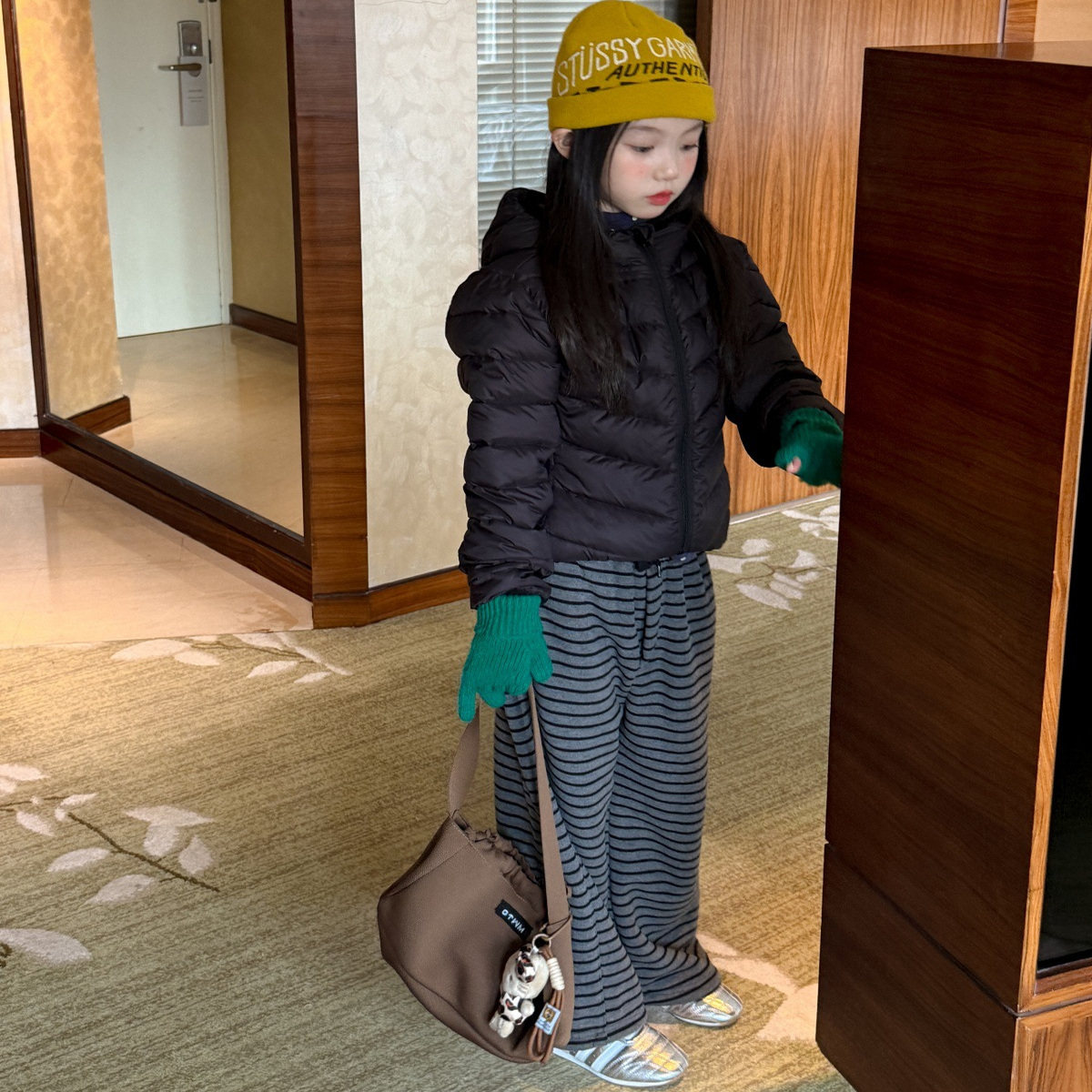 GLP KISS 25秋冬新女童休闲宽松条纹加绒阔腿裤收脚裤加厚洋气潮,童装/婴儿装/亲子装,裤子,淘宝优惠券,粉丝福利购,淘宝优惠卷