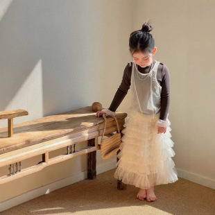 26春女童甜美网纱背心长袖 T恤仙仙蛋糕纱裙长裙 KISS韩系童装 GLP