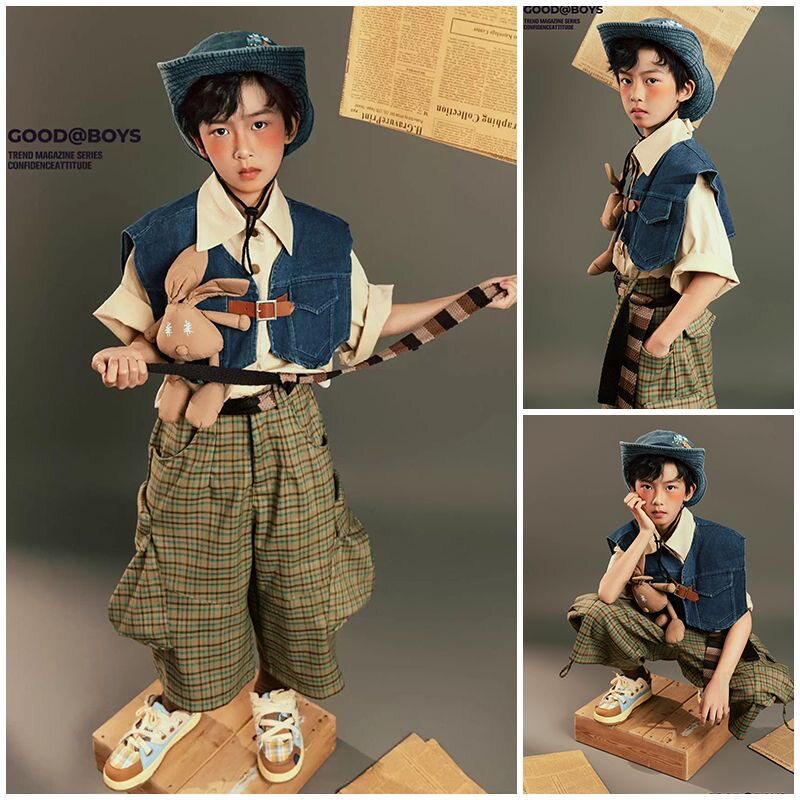 儿童摄影服装男童潮童T台走秀杂志风主题拍照衣服影楼写真照