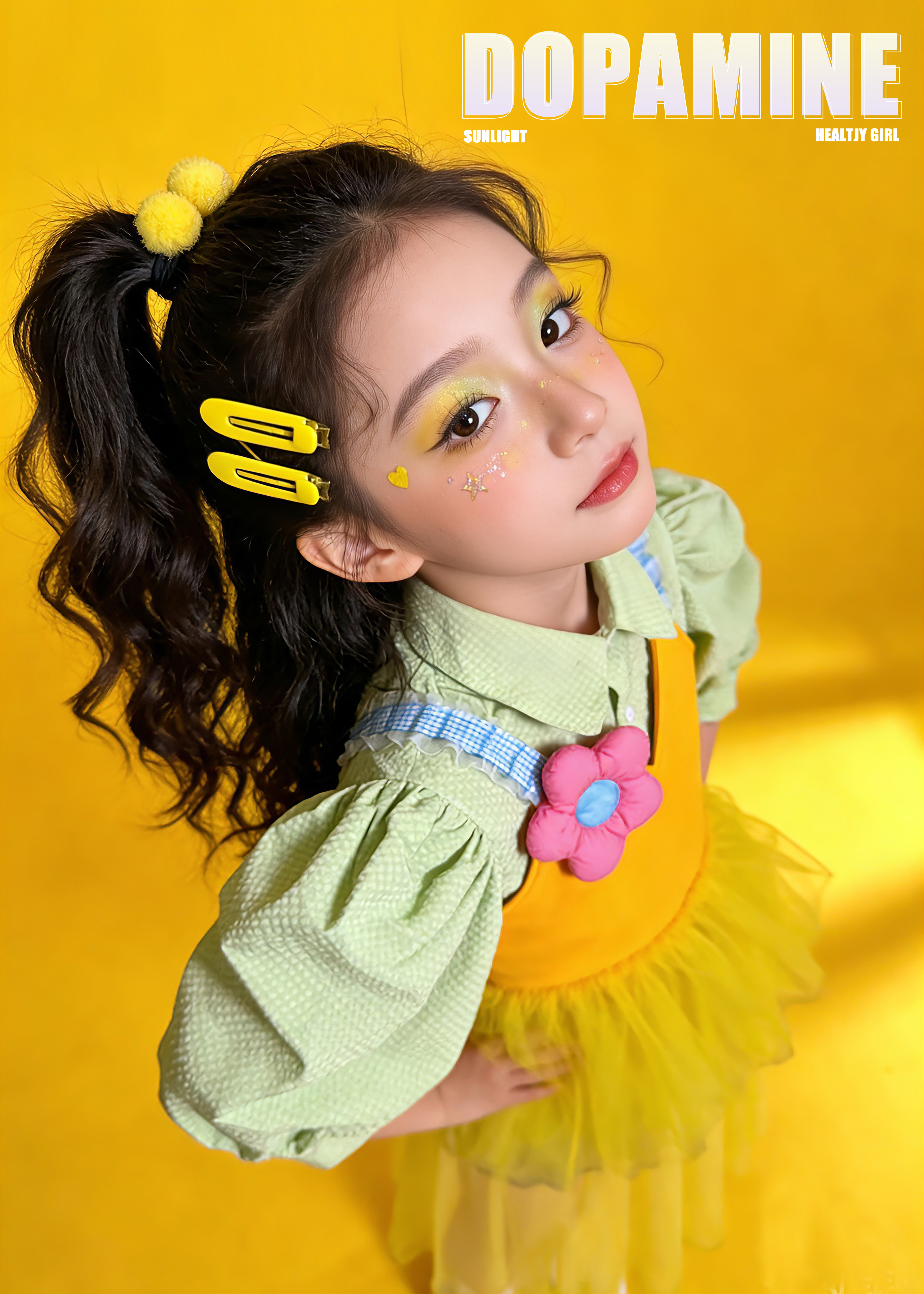 儿童摄影服装女童新款时尚可爱小清新绿色系摄影服装潮童表演出服