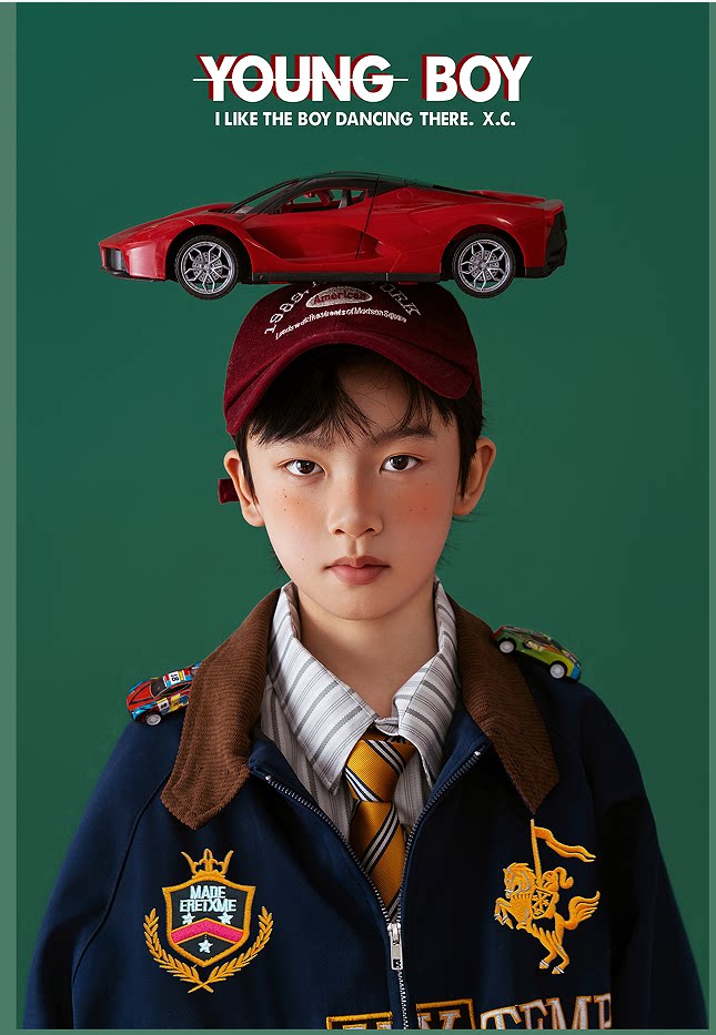 新款大童牛仔潮童儿童摄影服装影楼拍照英伦风韩版表演出服美拉德