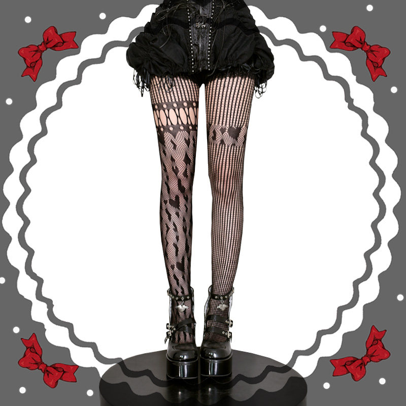 甜酷少女不对称渔网袜Lolita爱心蕾丝镂空连裤袜个性拼接款打底袜,女士内衣/男士内衣/家居服,连裤袜/打底袜,淘宝优惠券,粉丝福利购,淘宝优惠卷