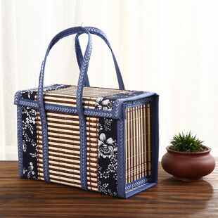 竹篮子礼盒中秋月饼粽子大闸蟹鸡蛋水果年货包装竹编收纳篮腊肠