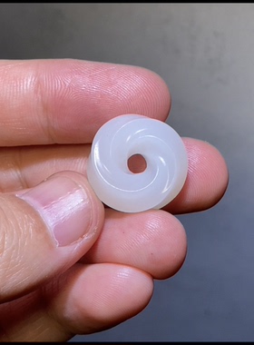 高品新疆和田玉籽料全手工绞丝平安扣 一级白油性脂粉足老糯21-11