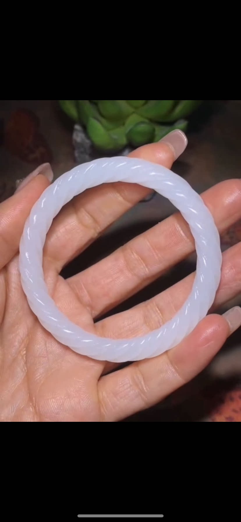 新疆和田玉籽料绞丝麻花手镯 一级白 油性好温润细腻玉种老糯55mm