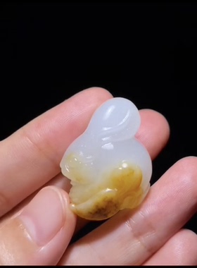 新疆和田玉籽料 前途无量 生肖兔 一级白 玉质油润糯30×23×14mm