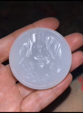 新疆和田玉籽料 普贤菩萨 一级白 油性好脂粉足 温润细腻 54*13mm